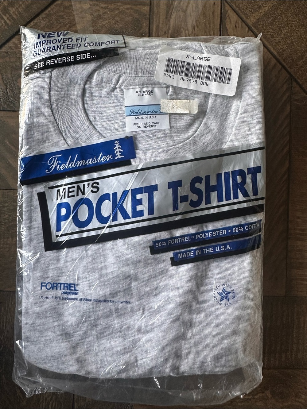 Vintage New Men's 70's FieldMaster Packaged Pocket T-Shirt Gray XL Deadstock USA